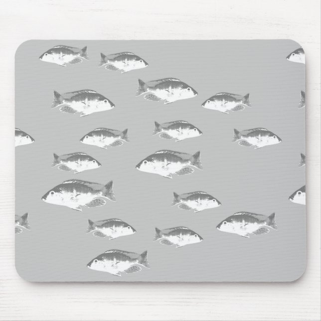 Monochrom-Graufisch Mousepad (Vorne)