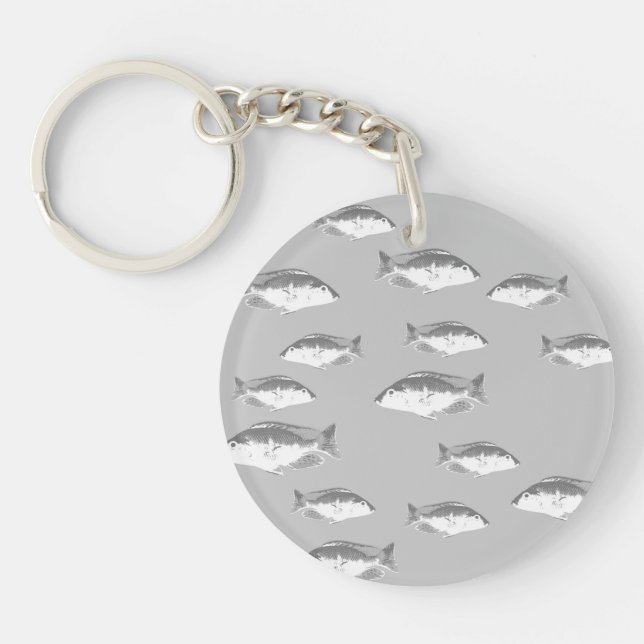 Monochrom-Graufisch Schlüsselanhänger (Vorderseite)