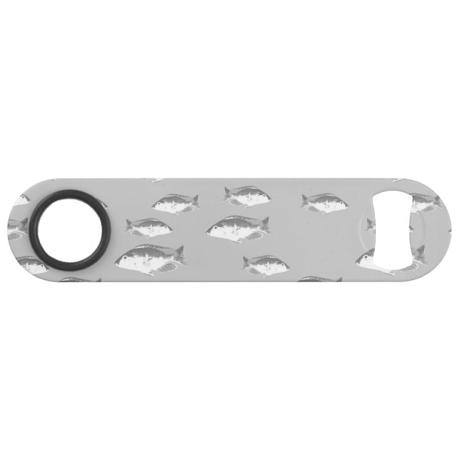 Monochrom-Graufisch Speed Flaschenöffner (Rückseite Horizontal)