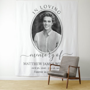 Monochrom In Loving Memory Gedenk- Trauerfoto Wandteppich