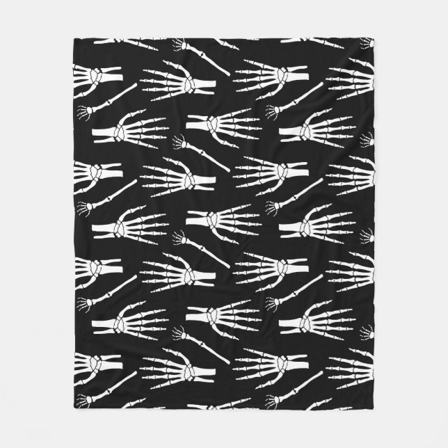 Monochrom-Knochen-Halloween-Muster Fleecedecke (Vorderseite)