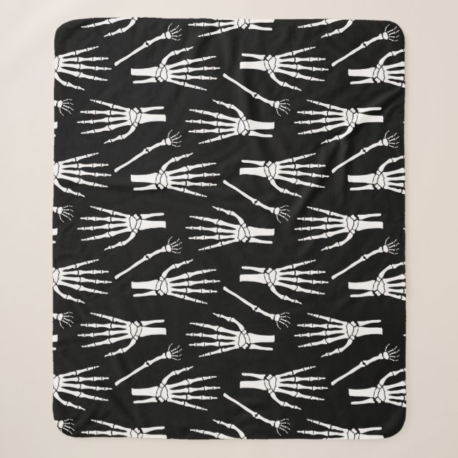 Monochrom-Knochen-Halloween-Muster Sherpadecke (Vorderseite)