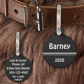 Monochrom - Name, Datum, Telefondaten Haustiermarke