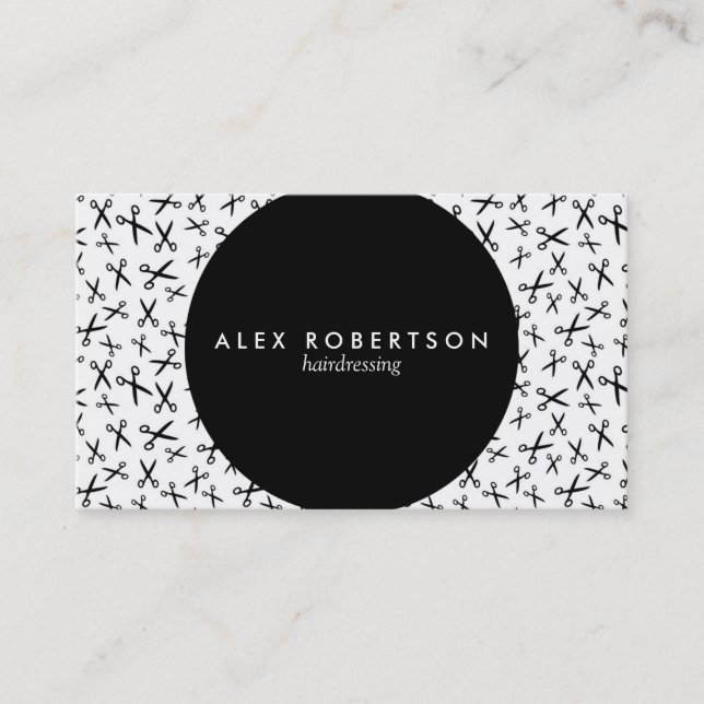 Monochrom scissor Musterfrisurnkarte Visitenkarte (Vorderseite)