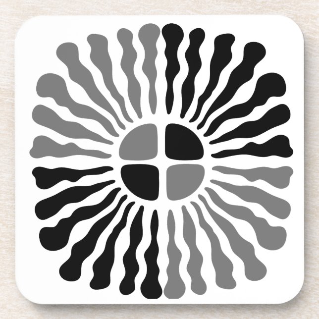 Monochromatic Radiance Sunburst of Flowing Black Getränkeuntersetzer (Vorderseite)