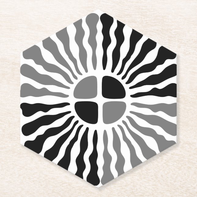 Monochromatic Radiance Sunburst of Flowing Black Untersetzer (Vorderseite)