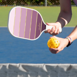 monochromatisch rosa Farblinie | Gold Personalisie Pickleball Schläger