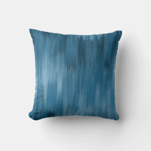 Monochromatische Abstrakte Pinselstriche, blau Kissen
