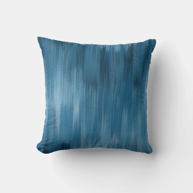 Monochromatische Abstrakte Pinselstriche, blau Kissen (Vorderseite)