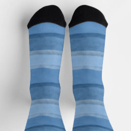 Monochromatische blaue Wasserfarbenstreifen Socken