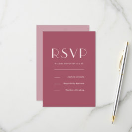 Monochromatische Burgundy-Rose Hochzeit RSVP Karte