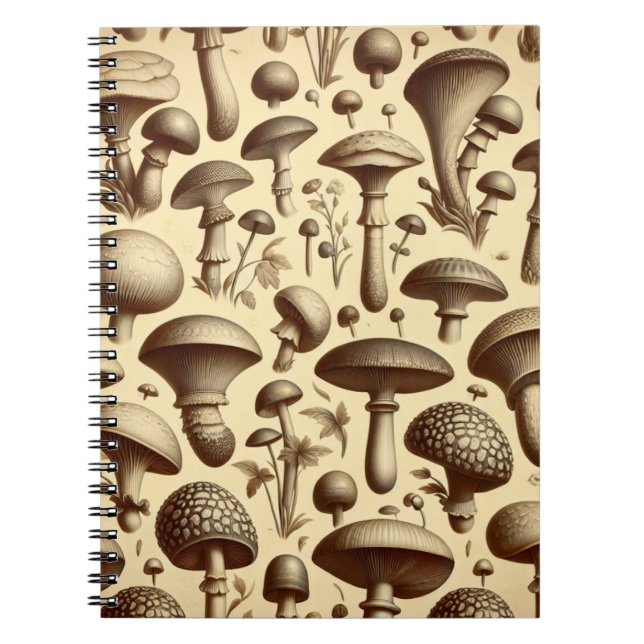 Monochromatische Pilze Notizblock (Vorderseite)