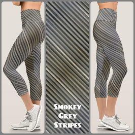 Monochromatische Streifen aus Grau und Schwarz Smo Capri Leggings