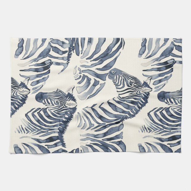 Monochromatische Wasserfarbe Zebras Geschirrtuch (Horizontal)