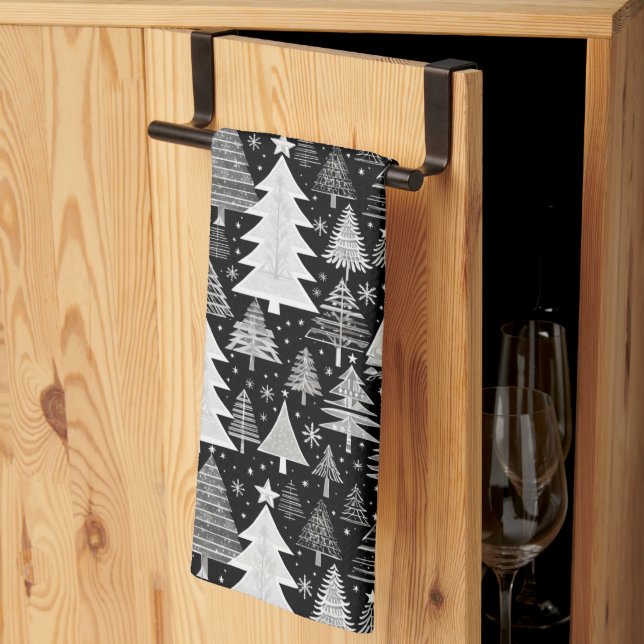 Monochromatische Weihnachten Geschirrtuch (Drittel gefaltet)