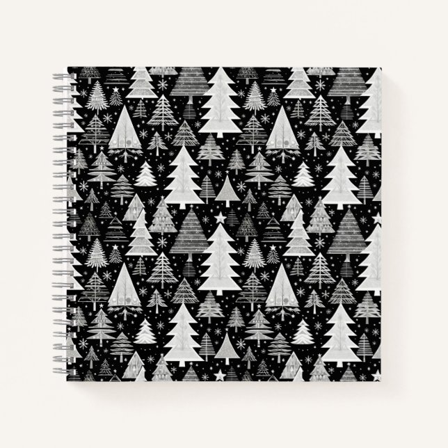 Monochromatische Weihnachten Notizbuch (Vorderseite)
