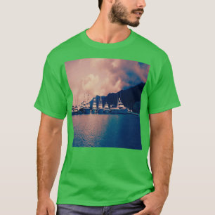 Monochromatische Yachten Print 2 T-Shirt