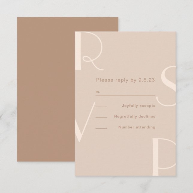 Monochromatisches Beige-UAwg RSVP Karte (Vorne/Hinten)