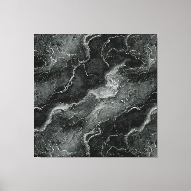 Monochromatisches BLACK-MARBLE Leinwanddruck (Vorderseite)