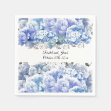 Monochromatisches blaues Blumenzapier Napkins
