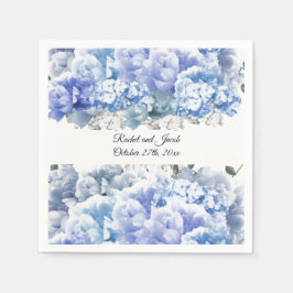 Monochromatisches blaues Blumenzapier Napkins Serviette