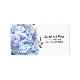 Monochromatisches Blue Floral Address Label Adressaufkleber