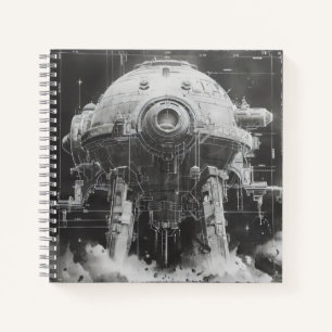 Monochromatisches Sci-Fi-Blueprint Notizbuch