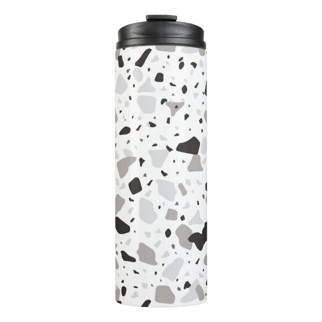 Monochromatisches Terrazzo-Muster Thermosbecher (Vorderseite)