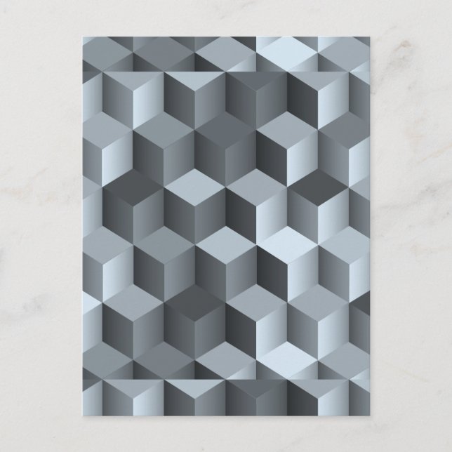 Monochrome 3D-Cube-Design Postkarte (Vorderseite)