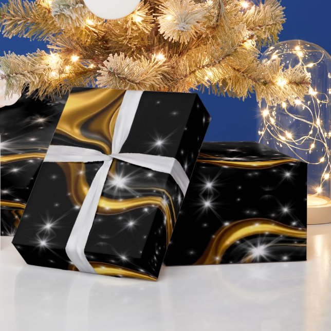 Monochrome Abstract Opulence: High-End Gold Textur Geschenkpapier (Feiertage)