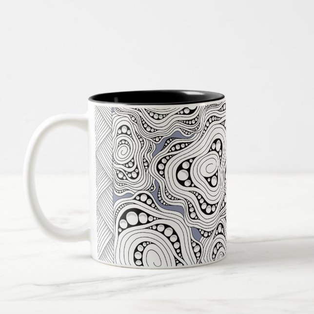 Monochrome Abstrakte Blume Tasse (Links)