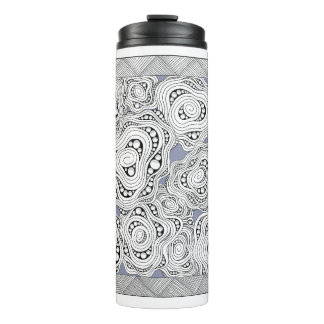 Monochrome Abstrakte Blume Thermal Tumbler Thermosbecher