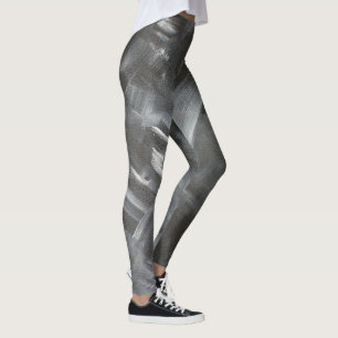 Monochrome Abstrakte Pinselstriche Schwarzweiß Leggings