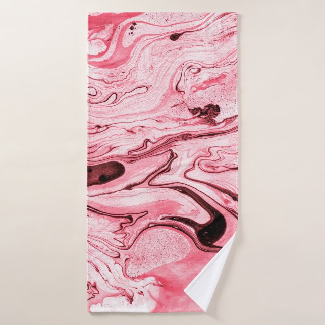 Monochrome Abstrakte Wasserpinsel, Red Futuristi Badehandtuch (Badehandtuch)