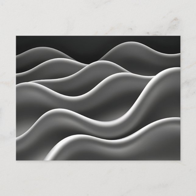 Monochrome Abstrakte Waves mit glatten Linien Postkarte (Vorderseite)