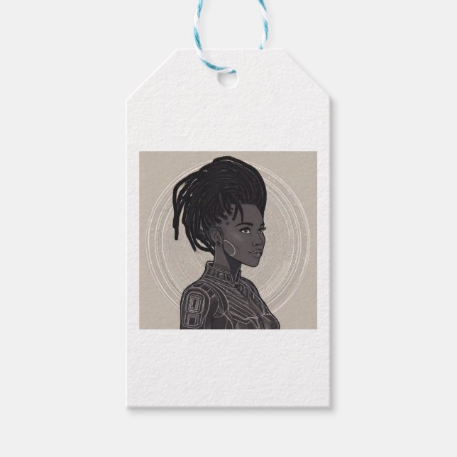 Monochrome Afrofuturist Queens Geschenkanhänger (Vorderseite)