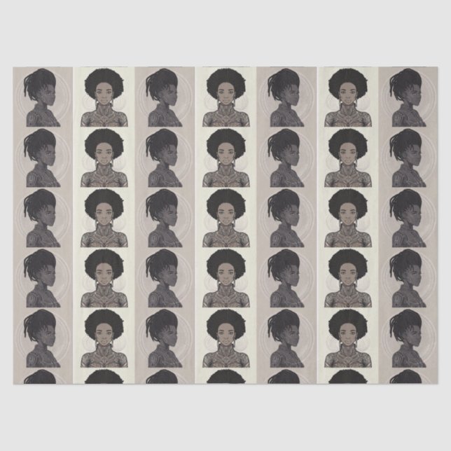Monochrome Afrofuturist Queens Seidenpapier (Vorderseite)