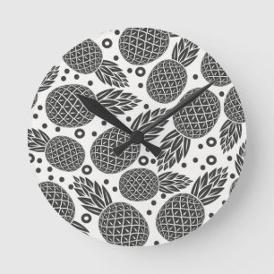 Monochrome Ananas Runde Wanduhr
