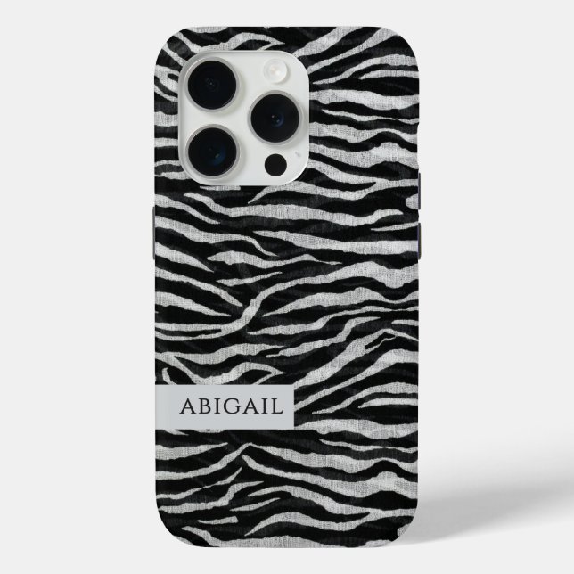 Monochrome Animal Print and Name Case-Mate iPhone Hülle (Rückseite)