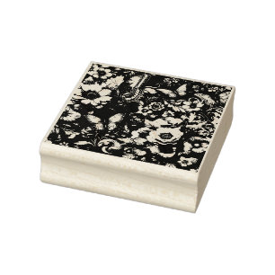 Monochrome antike Flora mit Schmetterlingen Gummistempel