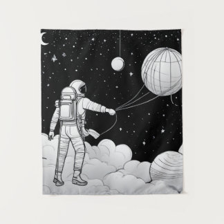 Monochrome Astronauten Wandbild | Online Kunst Wandteppich