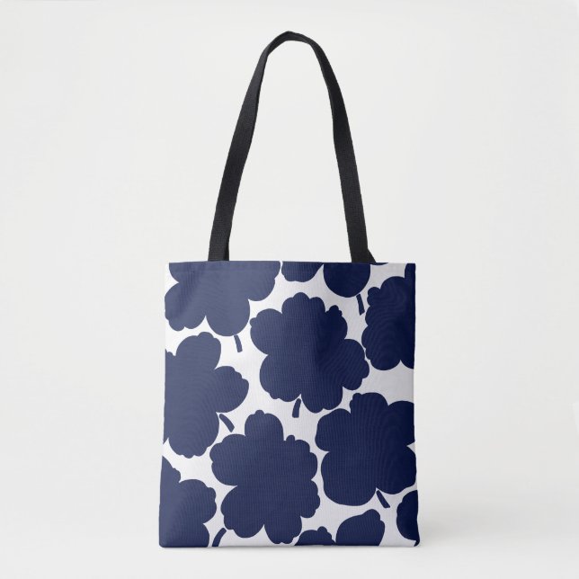 Monochrome Bloom Navy White Tasche (Vorderseite)