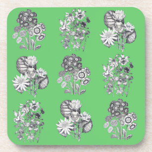 Monochrome Blume auf grünem Hintergrund Getränkeuntersetzer