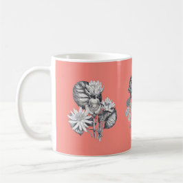 Monochrome Blume auf Korallenuntergrund Kaffeetasse
