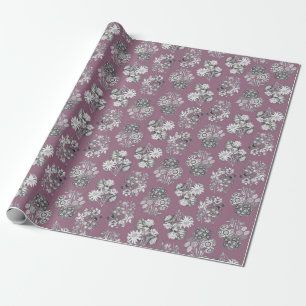 Monochrome Blume auf Mauve-Background-Geschenkpack Geschenkpapier