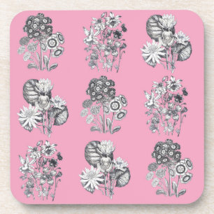 Monochrome Blume auf rosa Hintergrund Getränkeuntersetzer