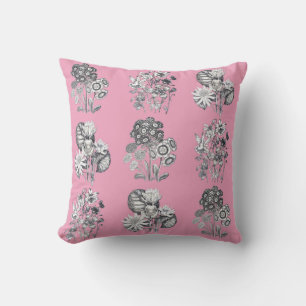 Monochrome Blume auf rosa Hintergrund Kissen