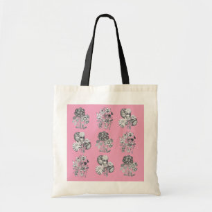 Monochrome Blume auf rosa Hintergrund Tragetasche