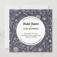 Monochrome Blume Chalkboard Modernes Brautparty