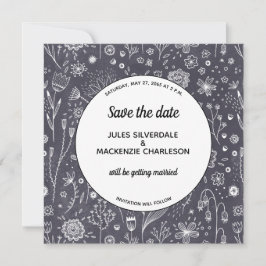 Monochrome Blume-Chalkboard Save the Date modern Einladung